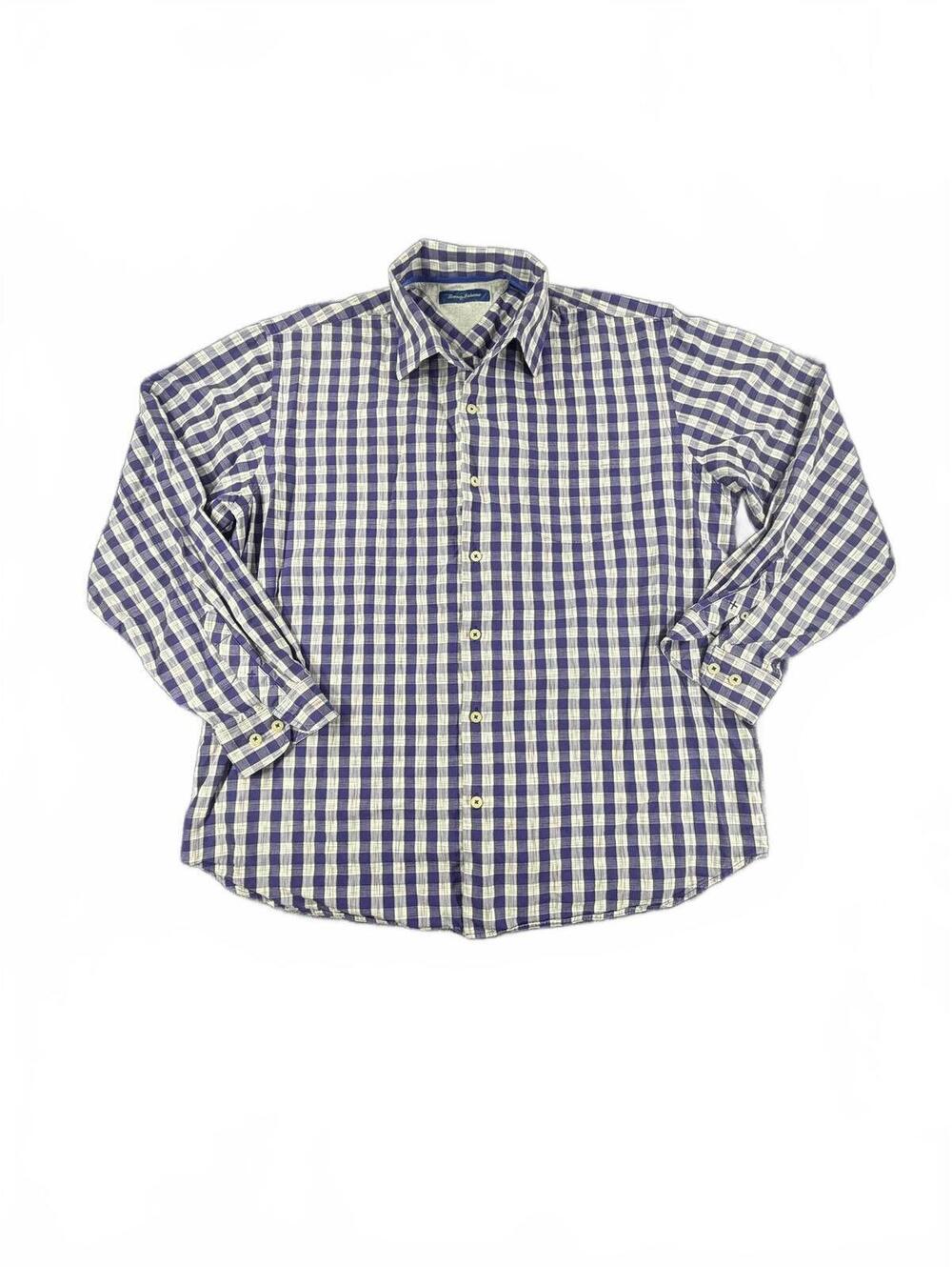 Tommy Bahama Purple & White Check Long Sleeve Shirt Size XL